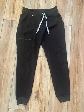 Figs Black Joggers with Light Gray Drawstring for Medical Dental and Hospital